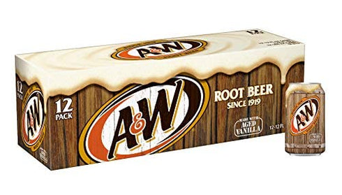2 (24 Pack) A&W Original Classic Root Beer Cream Soda & Zero Sugar Soda Beverage Soft Drink Cans - Cases
