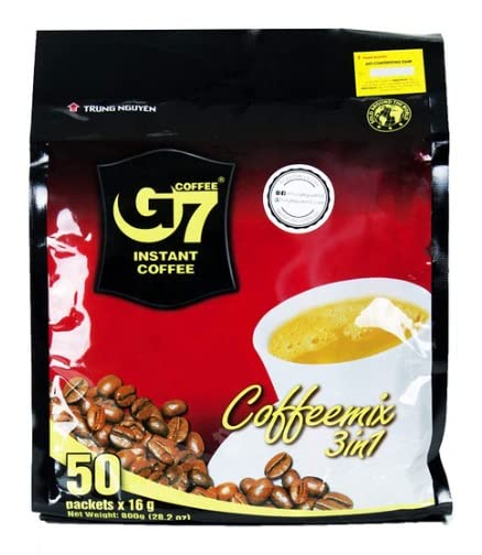 Trung Nguyen G7 3 1 50 Packets (2 Pack) in Instant Coffee Roasted Ground Coffee Blend w/Non-dairy Creamer and Sugar