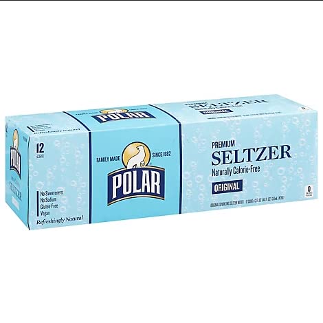 100% 4 (48 Pack) Polar Seltzer Water Original Natural Sparkling Soda Beverage Soft Drink Cans - Cases