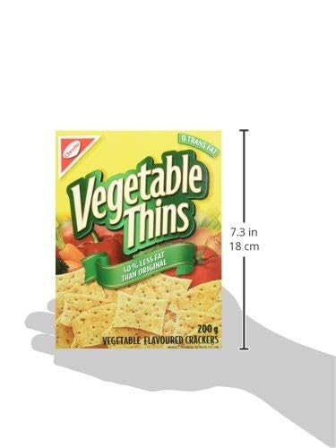 Christie's 40% 200g/7oz., (6 Pack) Christie Vegetable Thins, Less Fat, Crackers, (Imported from Canada)