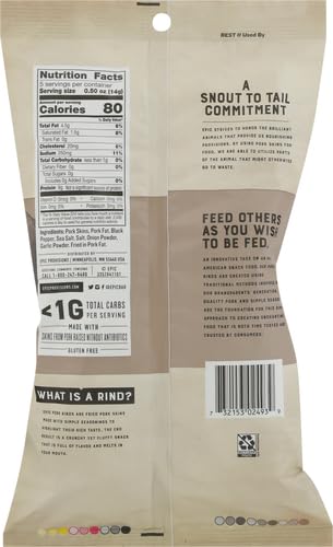 EPIC Sea Salt & Pepper Pork Rinds - Keto Friendly, Paleo Friendly, 2.5 oz
