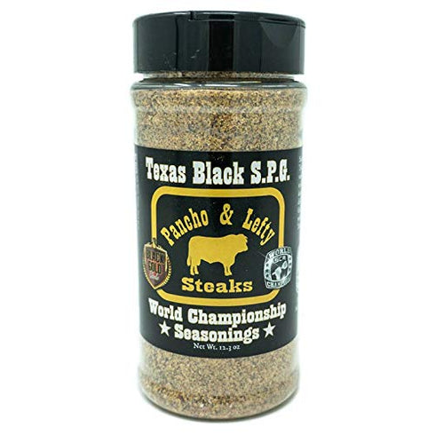 Pancho and Lefty Steaks Texas Black S.P.G. Seasoning, 12.3 Oz, Black Gold Garlic