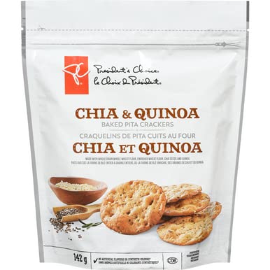 President Choice President's Choice Chia & Quinoa Baked Pita Crackers, 142g/5oz,{Imported from Canada}