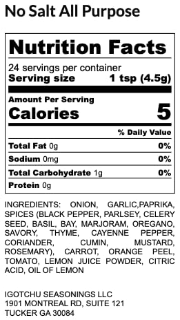 Igotchu Seasonings - No Salt All Purpose Seasoning, Salt-Free & Sodium-Free Seasoning Blend for Chicken, Steak, Seafood