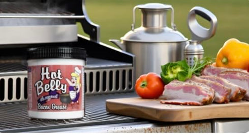 2 PACK 2-11 Hot Belly bacon grease ounce containers. Shelf stable. Download free cookbook with each order