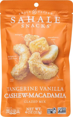 4 Sahale Snacks Tangerine Vanilla Cashew Macadamia Glazed Mix, Ounces