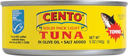 Cento Solid Pack Light Tuna in Olive Oil, 5 oz (142 g) (Pack