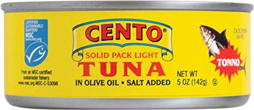 Cento Solid Pack Light Tuna in Olive Oil, 5 oz (142 g) (Pack