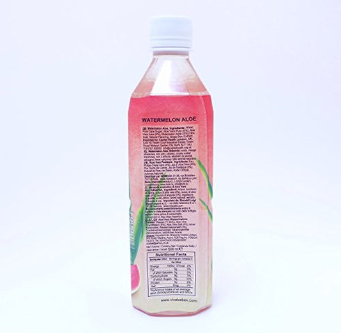 VIVALOE 16.9 oz./500 mL, 12 Count Watermelon Flavor Aloe Beverage All Natural Aloe Juice, fl.
