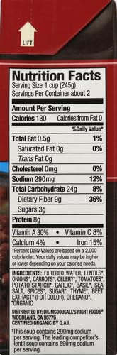 18 Dr Mcdougalls, Organic Low Sodium French Lentil Soup, Ounce