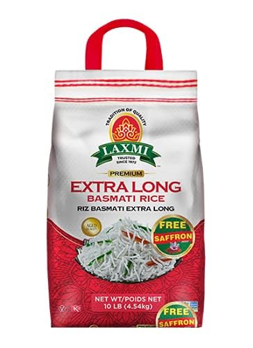 Laxmi Brand, Extra Long Grain Basmati Rice, Free Saffron Included, Made Pure,