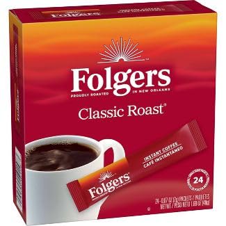 24 Packets (2 Count) Folgers Classic Roast Instant Coffee Single Serve