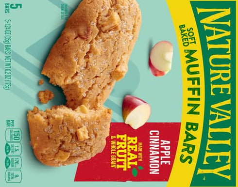 5 6.2 OZ Nature Valley Soft-Baked Muffin Bars, Apple Cinnamon, Snack Bars, Bars