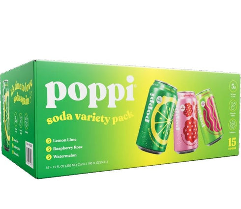 KD Chocolates Pack, 12 Popi Prebiotic Soda, Variety Fluid Ounce