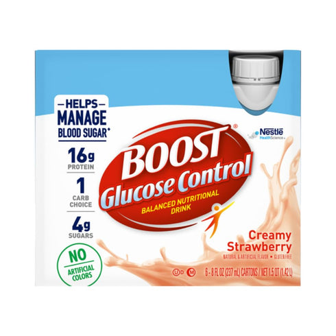 6-8 OZ Bottles/Pack (Pack 2) Boost Balanced Nutritional Drink, Creamy Strawberry, Helps Manage Blood Sugar with No
