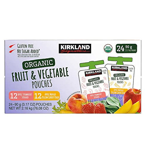 KIRKLAND 3.2 (Pack 24) Packaging Signature Organic Fruit & Vegetable Pouches, Ounce of - May Vary