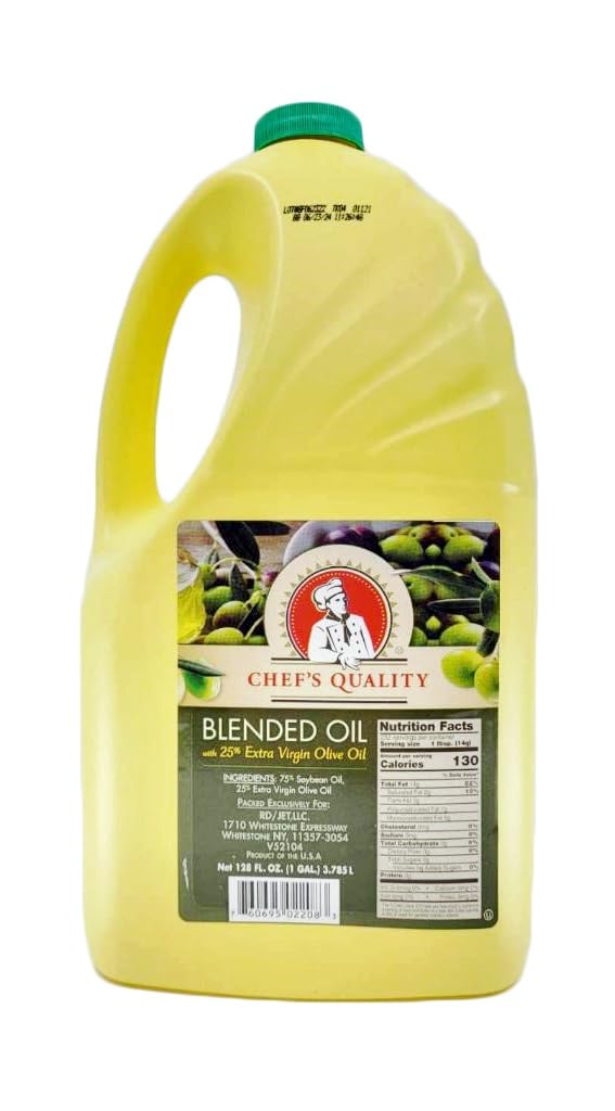 Chef's Quality Blended Vegetable Oil and Extra Virgin Olive Oil, 128 Ounce