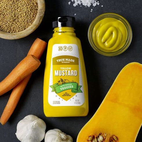 30, (12oz, 1 Pack) True Made Foods Ball Park Hot Dog Yellow Mustard, Keto, Whole Vegan