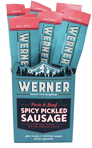 Werner Spicy Pickled Sausage Pack of 12 Pork & Beef Sausages 1.7