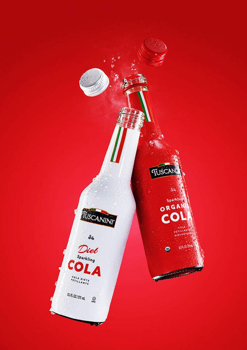 9.3oz (6 Pack) Tuscanini Italian Diet Cola Soda Naturally Caffeine Free, Aspartame Free, Elegant Glass Bottle, Great
