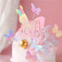 Newmemo 12pcs Gradient Sequins Butterfly Cake Toppers - Rose Gold Confetti Balloon Cake Supplies for Birthday Wedding