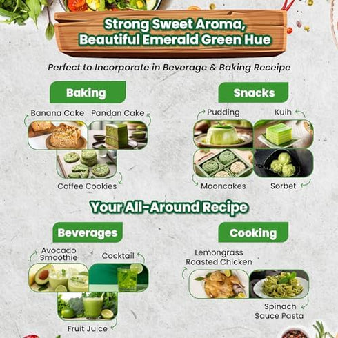 Pandan Extract Concentrate for Bakery & Beverage | Fresh Natural Asian Gourmet Flavoring Ingredient (80g)
