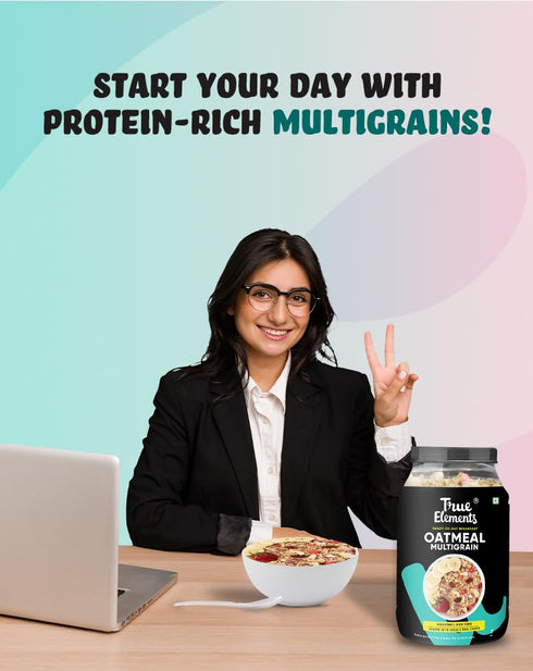 35 Oz True Elements Multigrain Oatmeal - With goodness of Oats & Flakes | No Added Sugar | Oatmeal for Breakfast