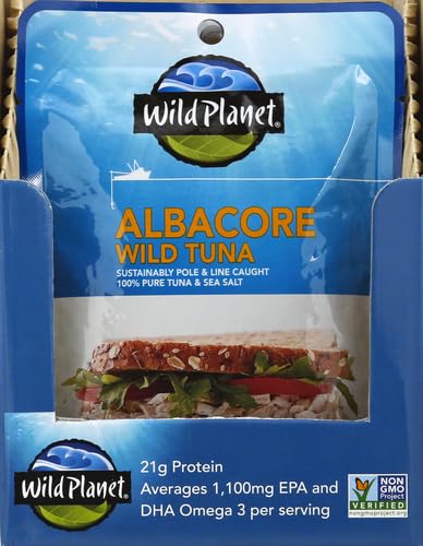 Wild Planet Wild Albacore Tuna, Sea Salt, Sustainably Wild-Caught, 3 Ounce Pouch (Pack of 1)
