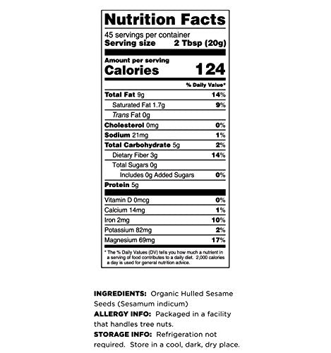 2 Lbs Terrasoul Superfoods Organic Hulled Sesame Seeds, - Perfect for Tahini | Gluten-free | Raw