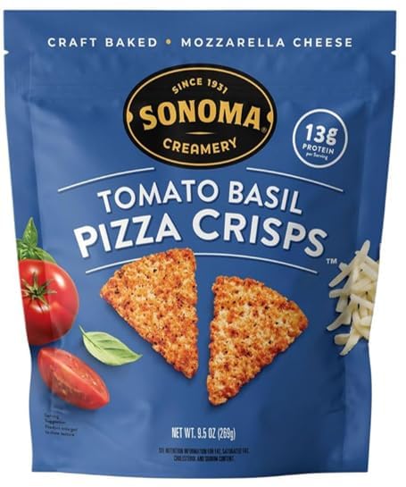 9.5 Oz (3 Count) Sonoma Creamery - Pizza Crisps, Tomato Basil, | Savory Snack Cracker | High Protein | Low Carb |