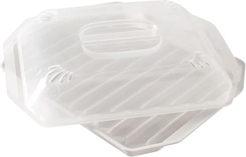 TAIHUSANBAI 10.25x8x2 Inches, 1 0.5 Bacon Rack with Lid, White Ounces Liters