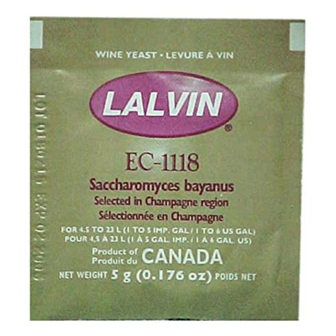 Lalvin 2x EC-1118 5g 18% 4.5L-23L Champagne Yeast Sachet Homebrew Wine Making