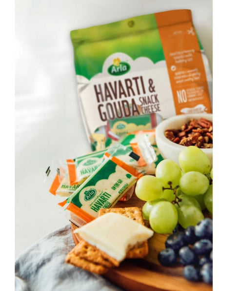 Generic 24 Havarti and Gouda Cheese Snack, Made from real, creamy Havarti and rich Gouda cheese, these bite-sized
