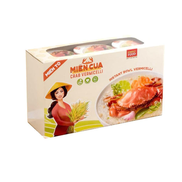 SIMPLY FOOD Instant Crab Glass Noodles (Min Cua) - 9 BOWLS/ 55g