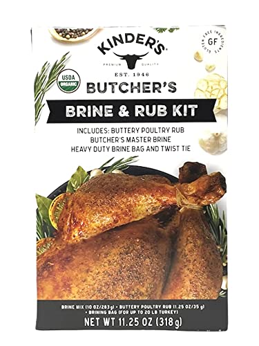 Kinder's Butcher's Organic Turkey Brine and Rub Kit, 11.25-ounces, Gluten Free, USDA Organic, Kosher with Brining Bag