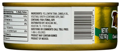 Dolores 5 OZ (Pack 3) Chunk Light Yellowfin Tuna In Vegetable Oil