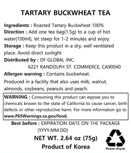 Damtuh Tartary Buckwheat Tea, Nutty & Refreshing Decaf Herbal Tea, 1.5g x 50 Count