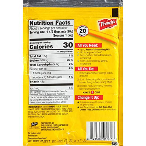1.75-Ounce Packages (Pack 18) French's Chili-O Original Spices