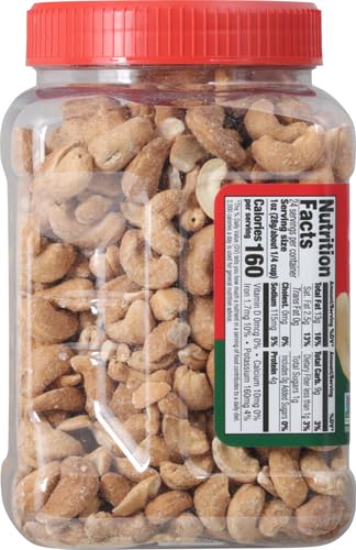 24 (Pack 2) Fisher Oven Roasted Never Fried Whole Cashews, Ounces, Snacks for Adults, Made With Sea Salt, No Added