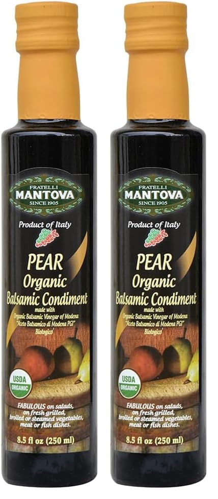 8.5 (Pack 2) Mantova Organic Balsamic Vinegar, Pear, Ounce