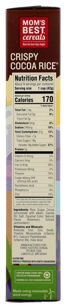 Mom's Best 13 oz (Pack 3) Cereals Crispy Cocoa Rice Cereal