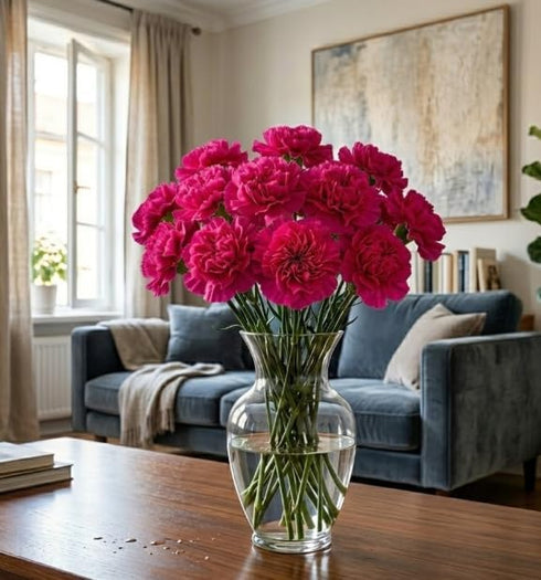 50 FlowerPrime Hot Pink Carnations - Fresh Natural Cut Flowers
