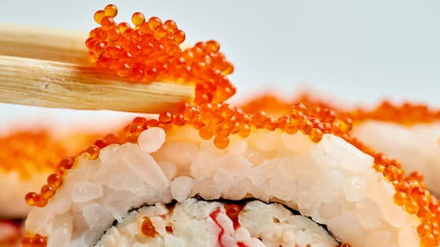 Frozen (50g Orange Genki Tobiko Caviar Premium Flying Fish Roe from Taiwan Glass Jar), Naturally Vibrant Crunch