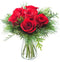 KaBloom - Holiday Collection Merry Red Roses and Seasonal Greens with Vase-