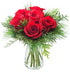 KaBloom - Holiday Collection Merry Red Roses and Seasonal Greens with Vase-