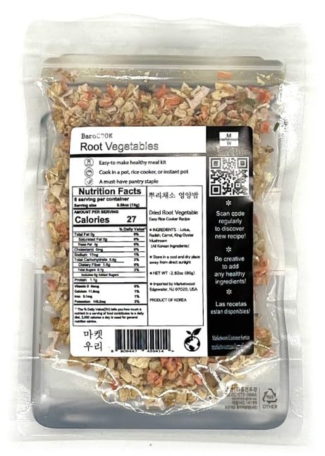 80g Pack (3-Pack Korean Food Root Vegetables for Rice Cooking Bundle) Vegitable Mix Vegan Vegetable Bibimbob