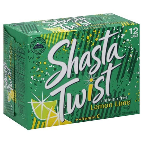 Generic Shasta Twist Lemon Lime Soda, Caffeine Free, 12 Cans