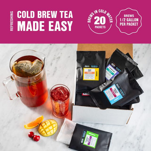 20 Pack Set, Packets, 64oz (Pack 20) Tiesta Tea - Cold Brew Variety, Loose Leaf, Premium Blend, High