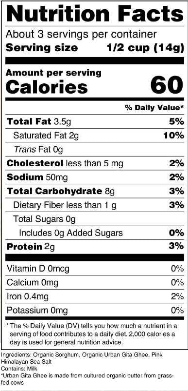 Smilo 1.7 (Pack 6) Nature Nates Popped Sorghum, Ghee Butter - Keto & Gluten Free, Healthy Snacks, Better Than Popcorn