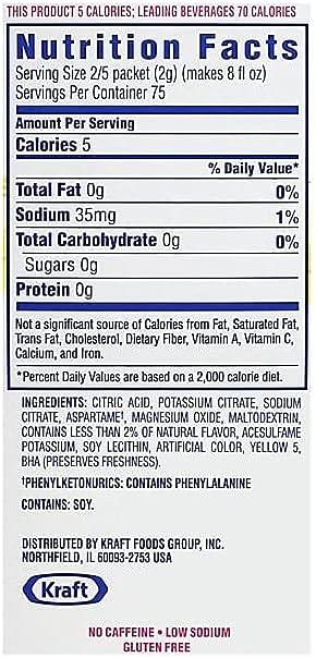 30- 0.17 oz Packets PACK 1 Crystal Light Products Crystal Light-Flavored Drink Mix, Lemonade, beverage